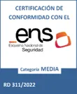 Certificación de conformidad con el Esquema Nacional de Seguridad, categoría media (RD 311/2022)
